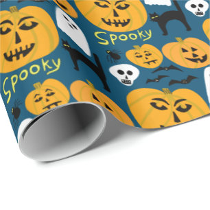 Papier Cadeau Le fantôme Éffrayant de l'Halloween Citrouille