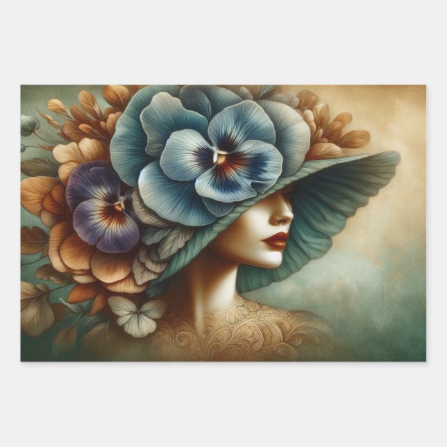 Papier cadeau Le Femme Blue Pansy Découpage Envelo (Devant)