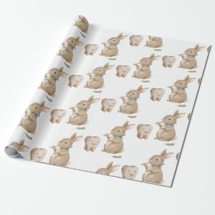 Papier Cadeau Le garçon de Bunny Première fête des dents