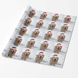 Papier Cadeau Le golden retriever croient Noël