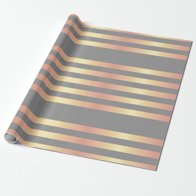 Papier Cadeau Le gradient rose moderne élégant d'or barre le (Déroulé)