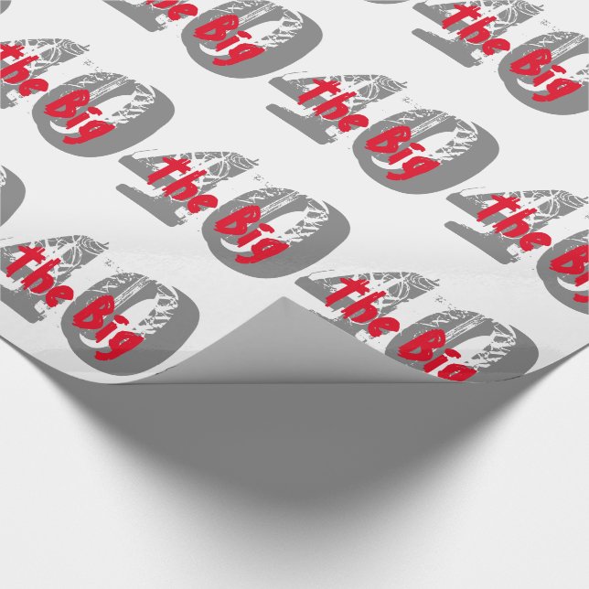 Papier Cadeau Le grand 40, Anniversaire, gris, texte rouge sur l (Coin)