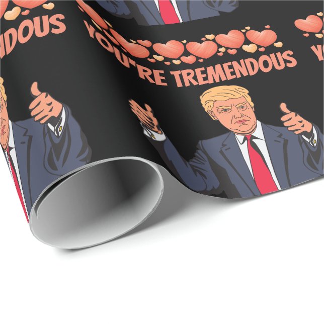 PAPIER CADEAU LE JOUR DE VALENTINE DONALD TRUMP VOUS AIME (Coin rond)