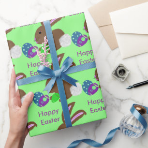 Papier Cadeau Le lapin de Pâques a décoré des oeufs
