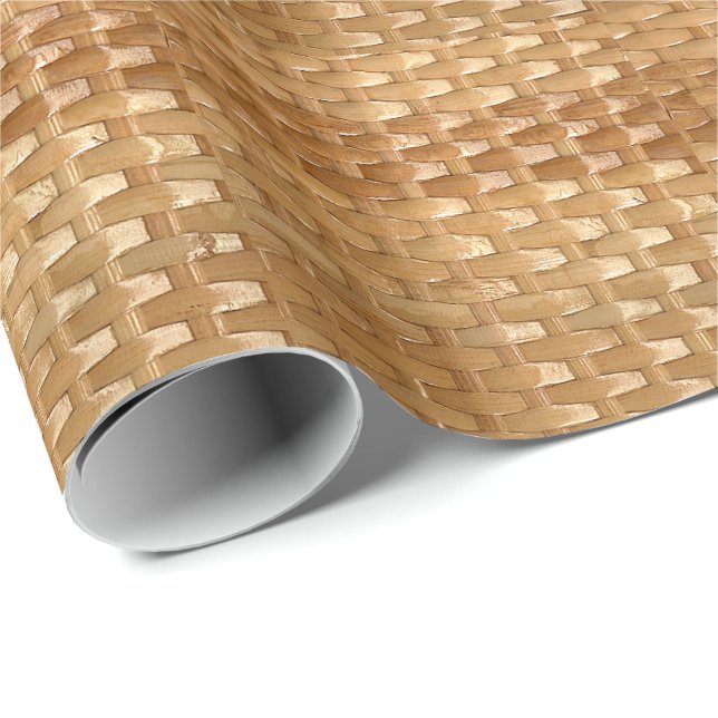 Papier Cadeau Le look de laque en osier Basketweave Texture (Coin rond)
