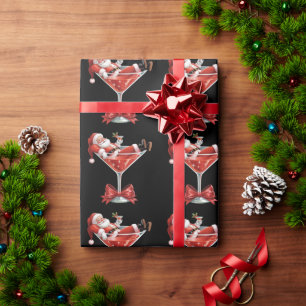 Papier Cadeau Le Martini de Noël de Santa's Hot Mess Drôle de Sa