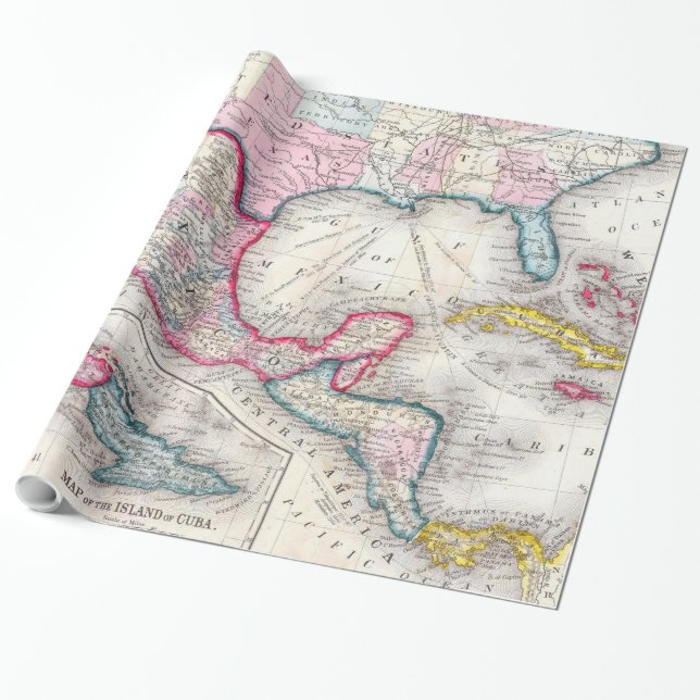 Papier Cadeau Le Mexique, l'Amérique Centrale et la carte des (Déroulé)