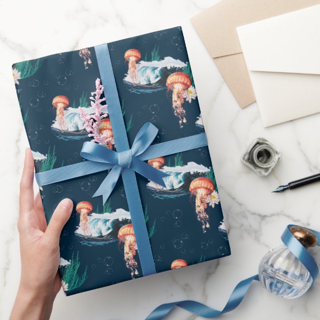 Papier Cadeau Le Motif de la méduse blanche Lotus Ocean (Cadeaux)