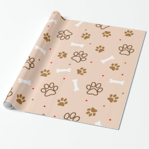 Papier Cadeau Le motif mignon de chien avec des pattes désosse