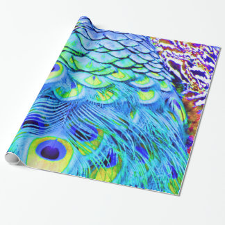 Papier Cadeau Le paon fait varier le pas des couleurs multi
