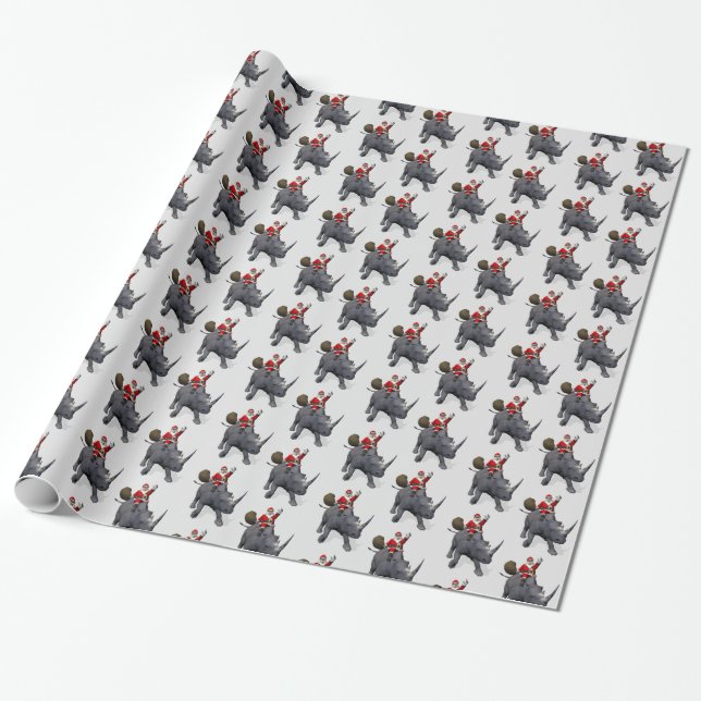 Papier Cadeau Le Père Noël aime les rhinos (Déroulé)