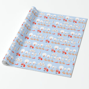 Papier Cadeau Le Père Noël arrive avec Reindeer