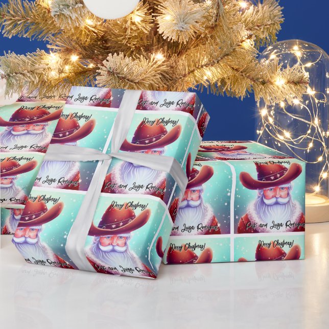 Papier Cadeau Le Père Noël dans un Noël Casquette occidental (Vacances)