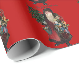 Papier Cadeau Le père noël démodé vintage choisissent la couleur