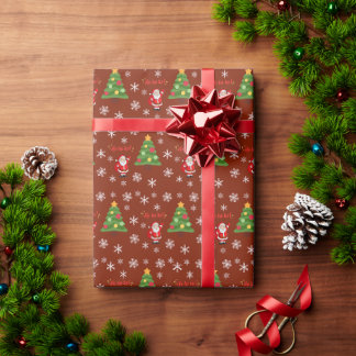 Papier Cadeau Le Père Noël et l'arbre de Noël