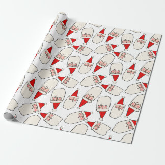 Papier Cadeau Le Père Noël minimaliste affronte le Motif de Noël