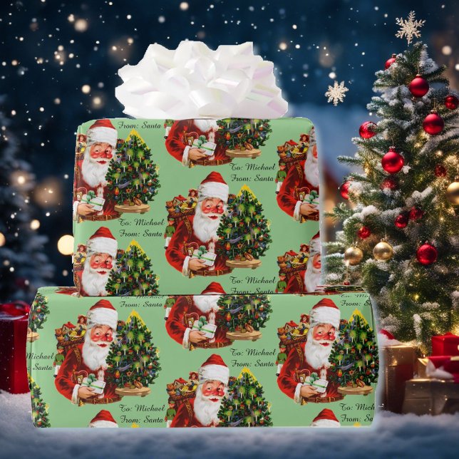 Papier Cadeau Le Père Noël Personnalise Les Bénéficiaires Nom No (Créateur téléchargé)