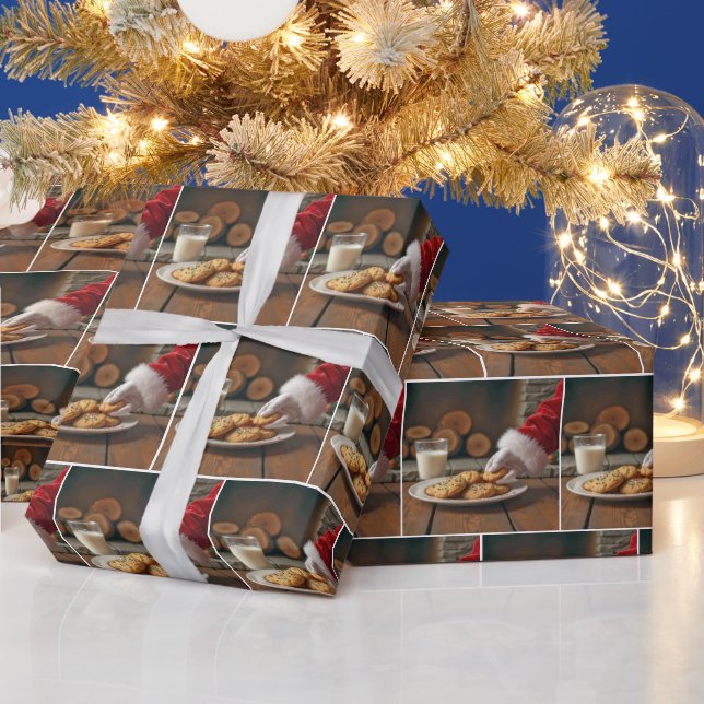 Papier Cadeau Le Père Noël prend un biscuit (Vacances)