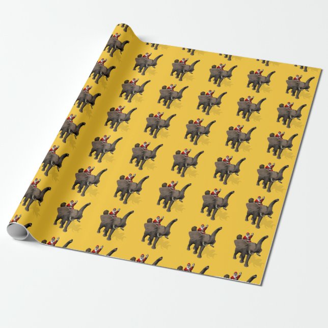Papier Cadeau Le Père Noël Se Rend Sur Elephant (Déroulé)