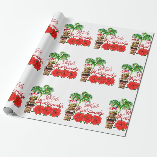 Papier Cadeau Le Père Noël Tiki Mele Kalikimaka (Déroulé)