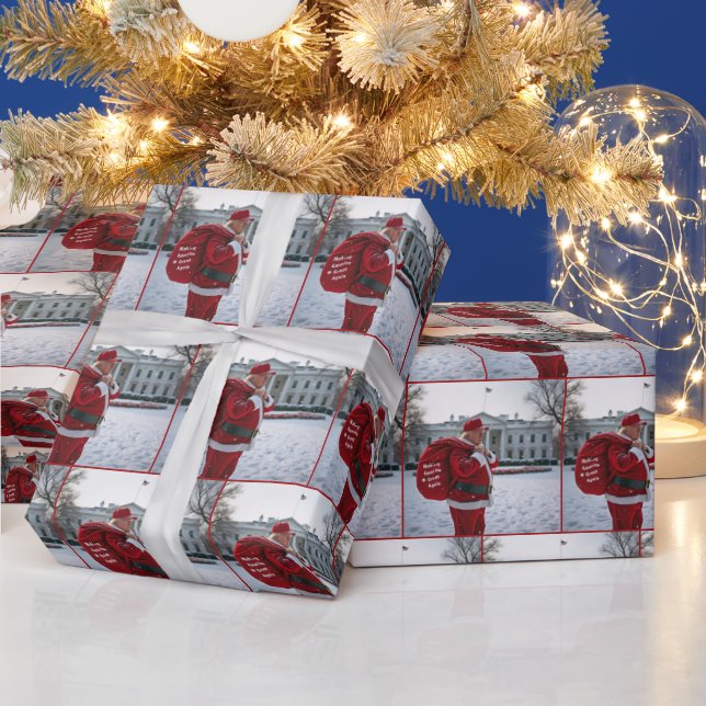 Papier Cadeau Le Père Noël Trump devant la Maison Blanche (Vacances)