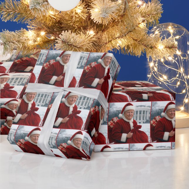 Papier Cadeau Le Père Noël Trump devant la Maison Blanche (Vacances)
