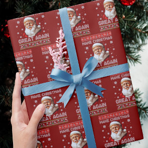 Papier Cadeau Le Père Noël Trump rend Noël super encore rouge