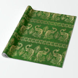 Papier Cadeau Le Pic du Boho d'or sur le Vert lumineux