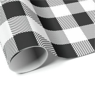 Papier Cadeau Le plaid de Buffalo vérifie noir et blanc