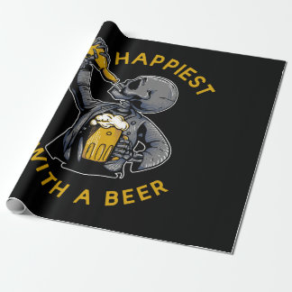 Papier Cadeau le plus heureux avec une bière avec squelette port