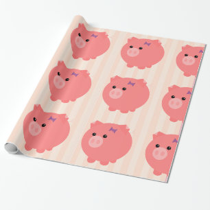 Papier Cadeau Le porc potelé avec le rose barre l'enveloppe de