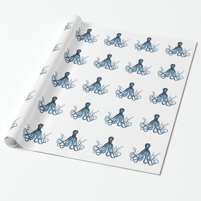 Papier Cadeau Le poulpe kraken la plage côtière nautique d'océan (Déroulé)