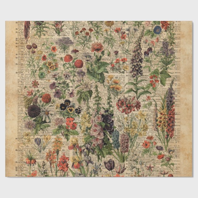 Papier Cadeau Le pré coloré fleurit l'art de dictionnaire (Plat)