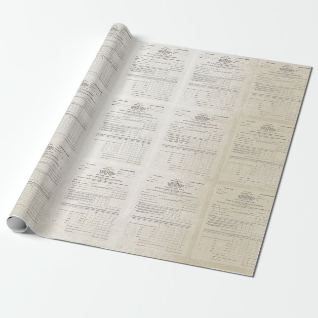 Papier Cadeau Le premier papier d'impôt sur le revenu américain  (Déroulé)