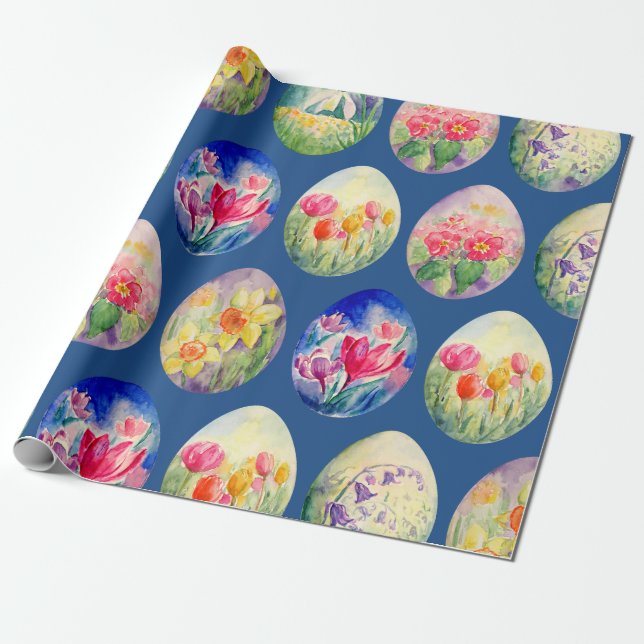 Papier Cadeau Le ressort fleurit le papier d'emballage d'oeufs (Déroulé)