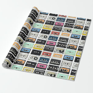 Papier Cadeau Le rétro mélange vintage de cassette attache du
