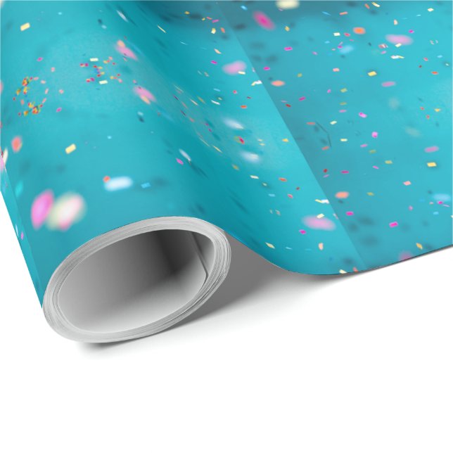 Papier Cadeau Le Rêve de Confetti Bleu (Coin rond)
