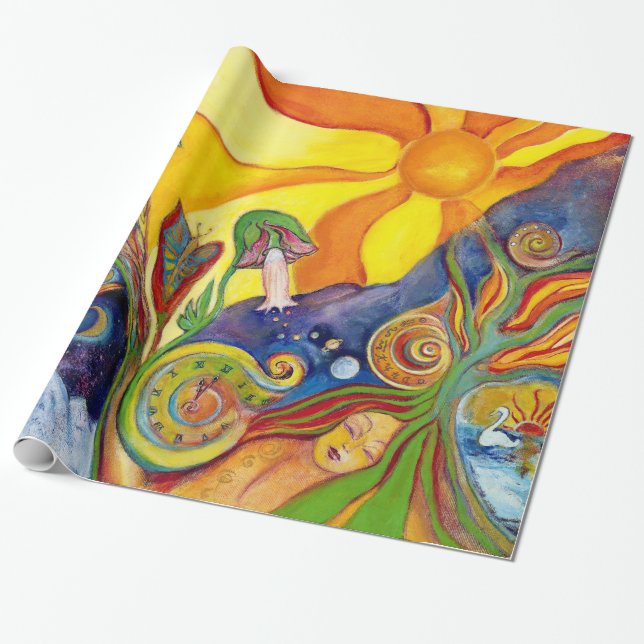 Papier Cadeau Le rêve Imaginaire psychédélique Art Alice Wonderl (Déroulé)