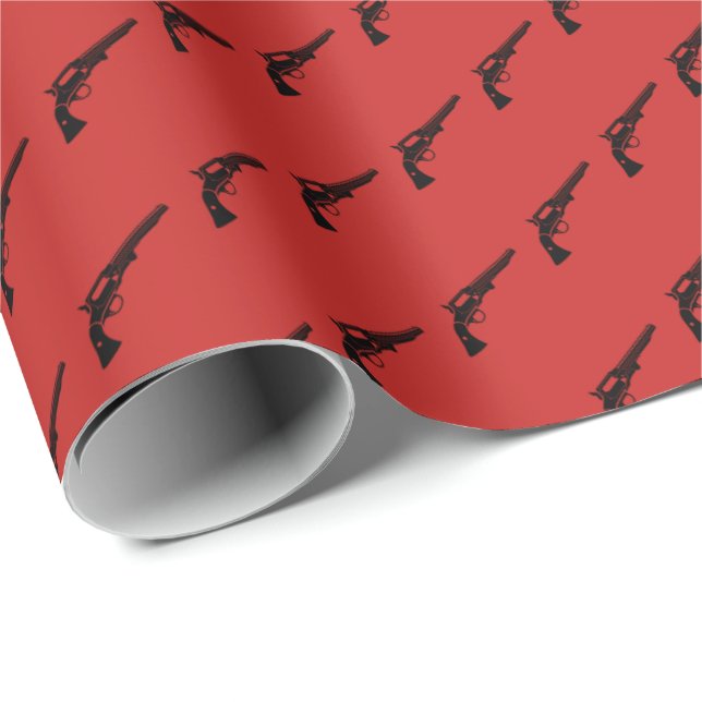 Papier Cadeau Le revolver a couvert de tuiles le rouge (Coin rond)