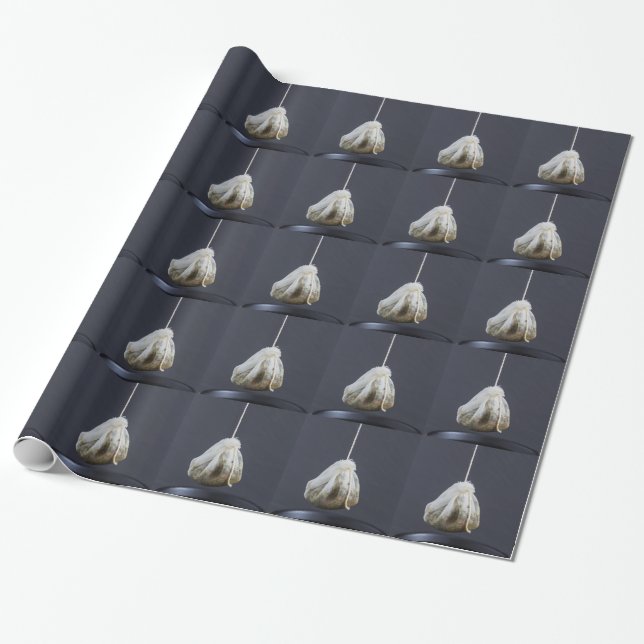 Papier Cadeau Le sac de thé est suspendu dans une tasse (Déroulé)