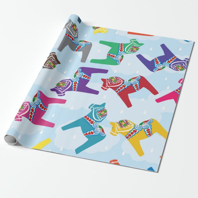 Papier Cadeau LE SCANDINAVIEN DALA HORSE papier enveloppant (Déroulé)