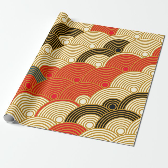 Papier Cadeau Le style japonais met à l'échelle des vagues sans  (Déroulé)