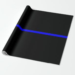 Papier Cadeau Le Symbolique Ligne Bleue Mince Horizontale Noir