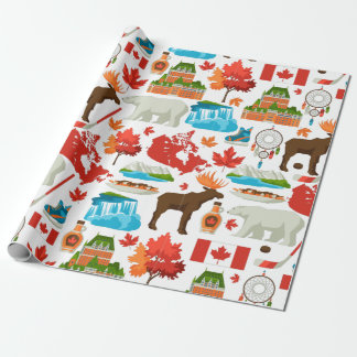 Papier Cadeau Le thème canadien moderne et coloré 