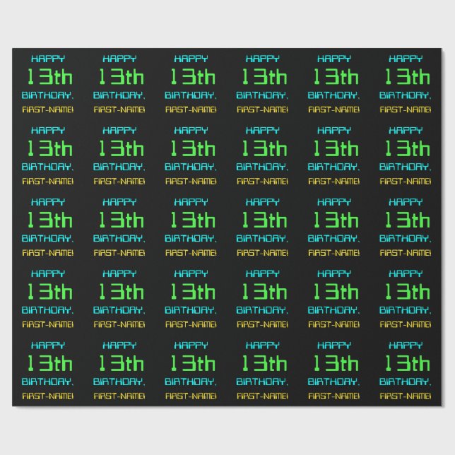 Papier Cadeau Le thème de l'informatique numérique amusante 13e  (Plat)