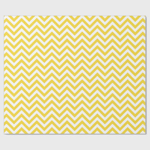 Papier Cadeau Le zigzag jaune et blanc barre le motif de Chevron