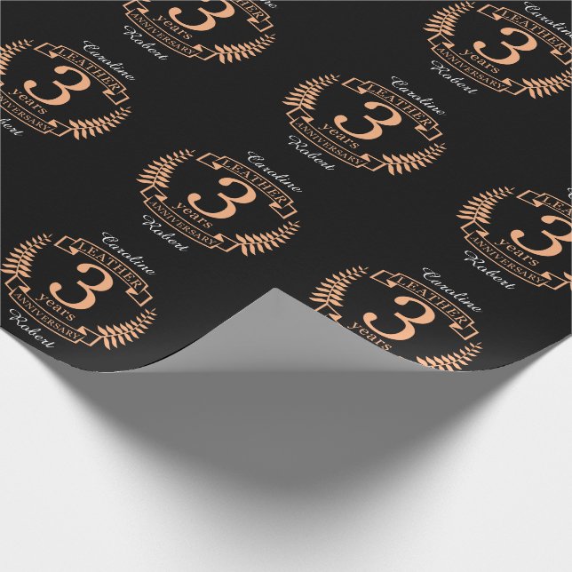 Papier Cadeau Leather 3 ans mariage anniversaire (Coin)