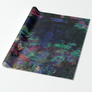 Papier Cadeau L'EAU MENSONGE VERT ÉTANG Claude Monet Flore foncé