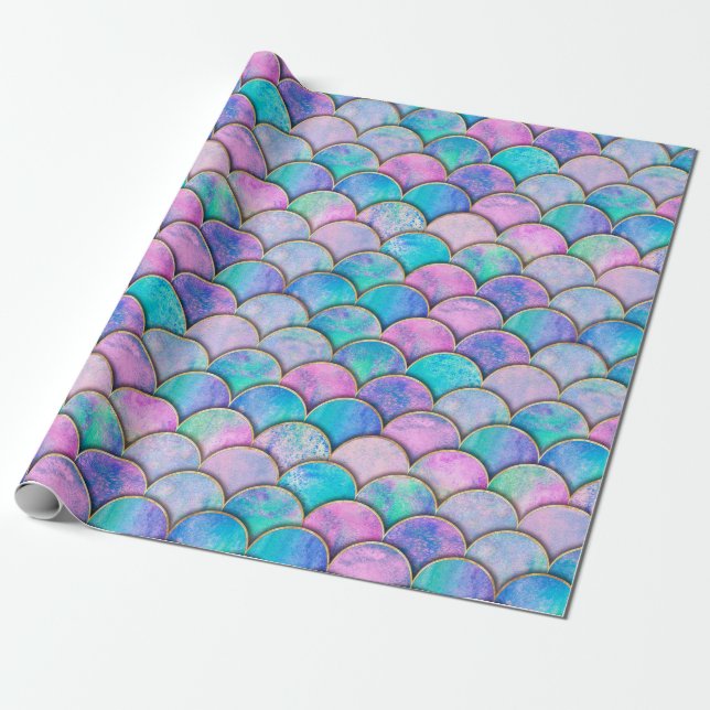 Papier Cadeau L'échelle de poisson de sirène vague motif japonai (Déroulé)