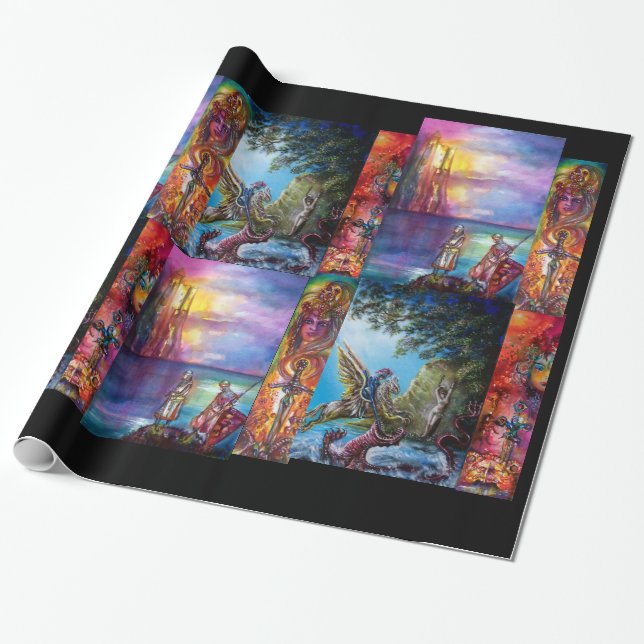 PAPIER CADEAU LÉGENDES DE MAGIE ET MYSTÈRE/ANGÉLIQUE ET DRAGON D (Déroulé)